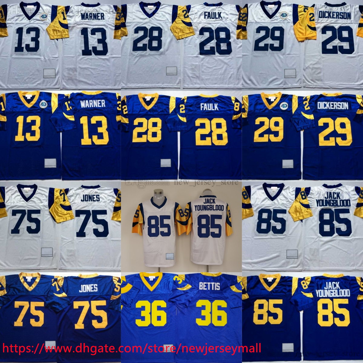 College 1985 Throwback Football 29 EricDickerson Jersey Retro Vintage 36 JeromeBettis JackYoungblood MarshallFaulk KurtWarner DeaconJones Jersey Breathable