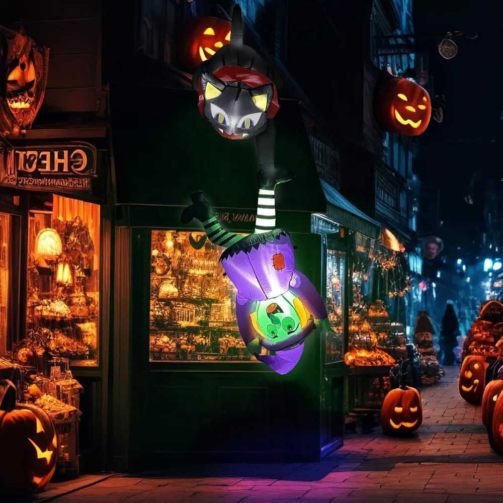 Halloween Ghost 8-foot Halloween Inflatable Outdoor Decoration Cat and Witch Halloween Blow molded Courtyard DecorationX240910