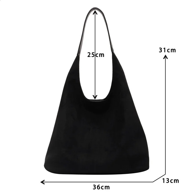 Autumn and Winter Vintage Womens Bag Large Capacity Suede Shoulder Bag Solid Color Simple Casual Commuter Bag Retro Handbags 251106