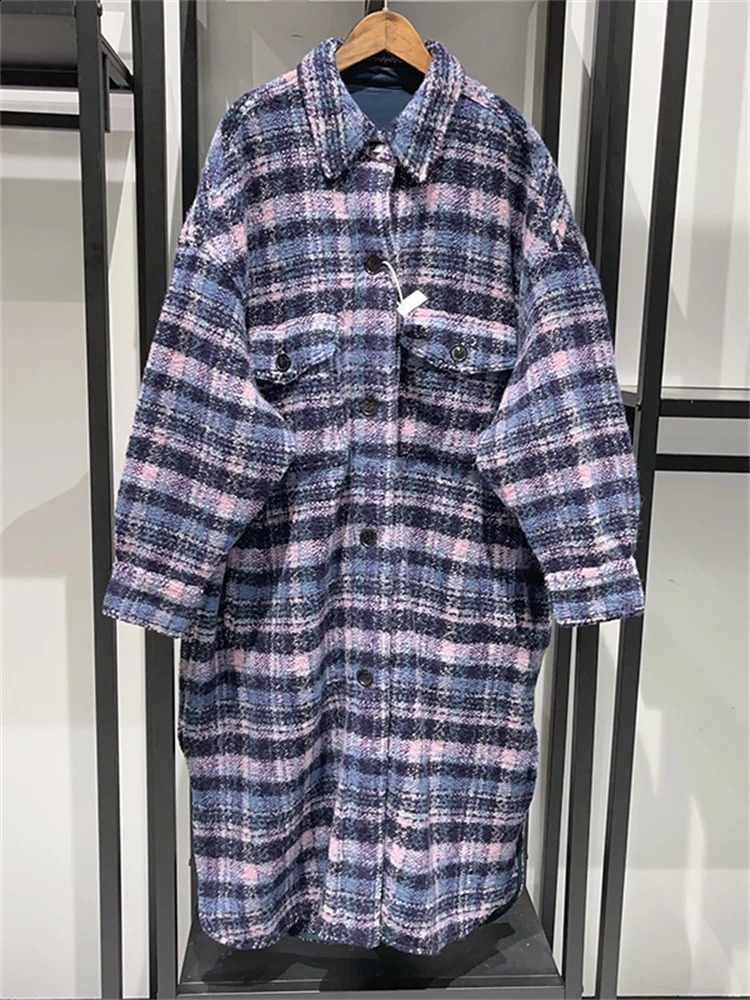 Womens wool plain weave medium length coat autumn and winter womens lapel single chest long coat 240909