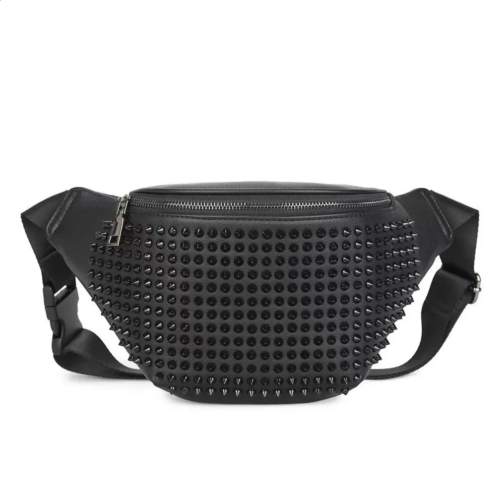Guangzhou High Quality Y2K Punk Style Rivet Fanny Bag Waist Purse Black Chest Bag For Men Women 240910