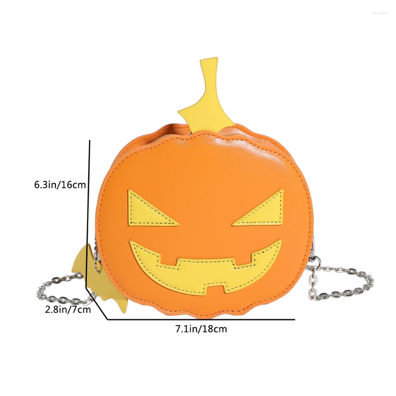 Helloween Cross Body Bag Women Pumpkin Crossbody PU Leather Shoulder With Zipper Adjustable Strap Female Daily Halloween fashionable item zhanyishengl