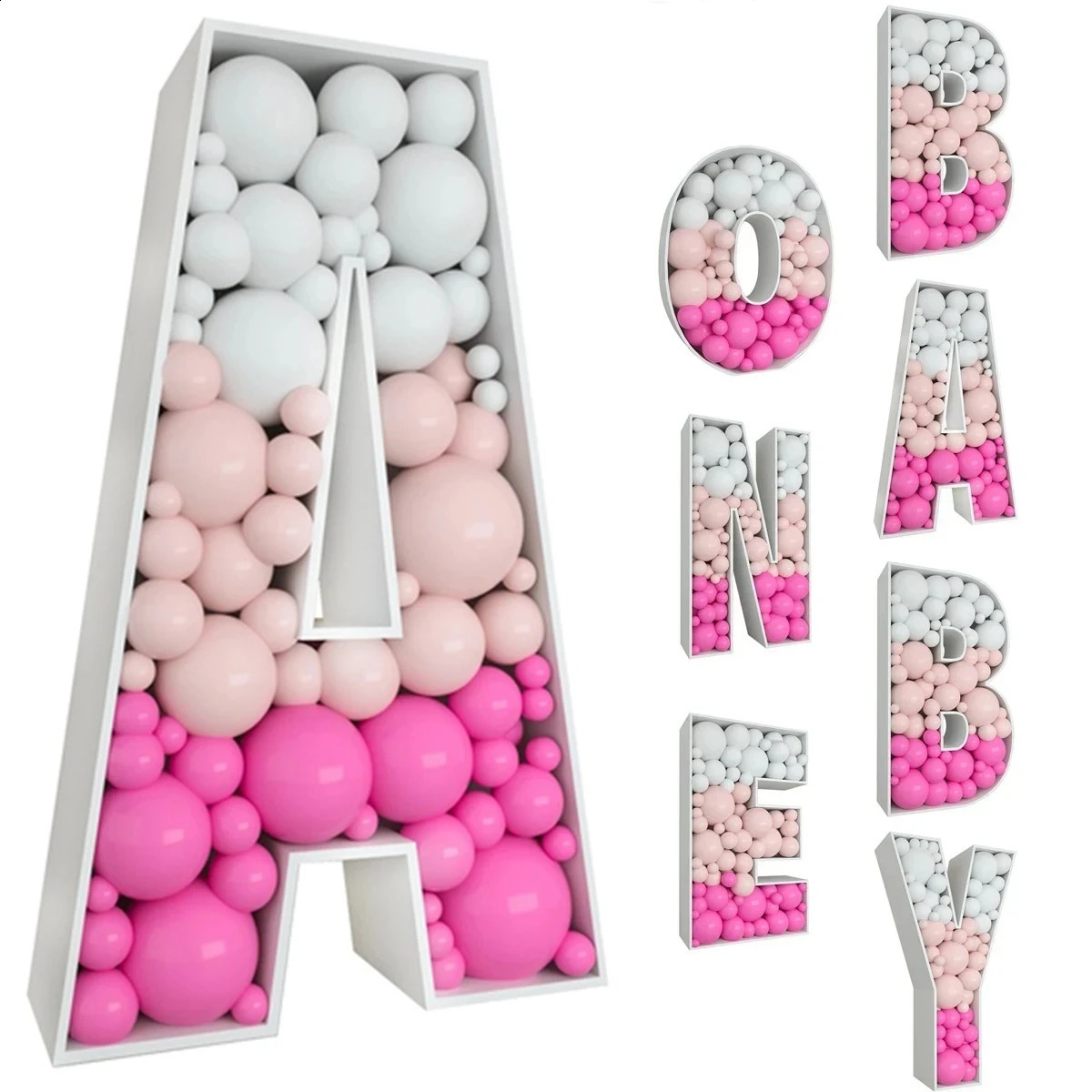 91.5CM Giant Letter Balloon Filling Box Balloon Birthday Wedding Party Decor Birthday Figure Baby Shower Baloon Mosaic Frame Box 240910