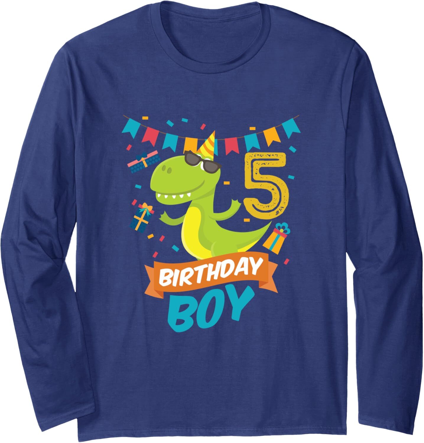 Long Sleeve Shirts for Men sweatshirt 5th Birthday Boy Birthday Dinosaur Funny Gift Long Sleeve Tee Streetwear Casual tops clothes Trendy Fashion