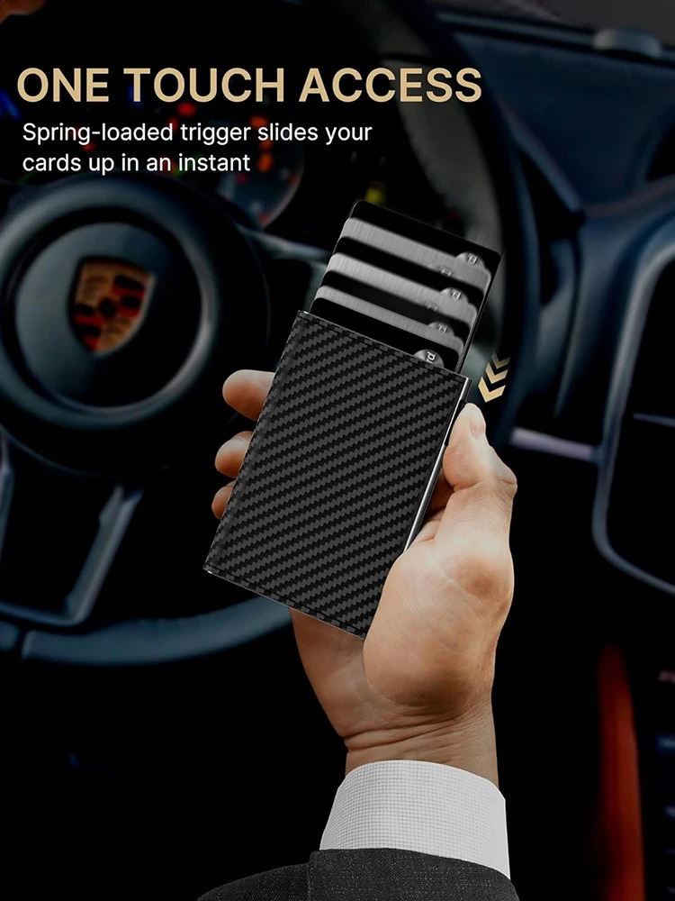 Mens Card Holder Pop Up Aluminum Case RFID Blocking Slim Minimalist Smart Wallet 240904