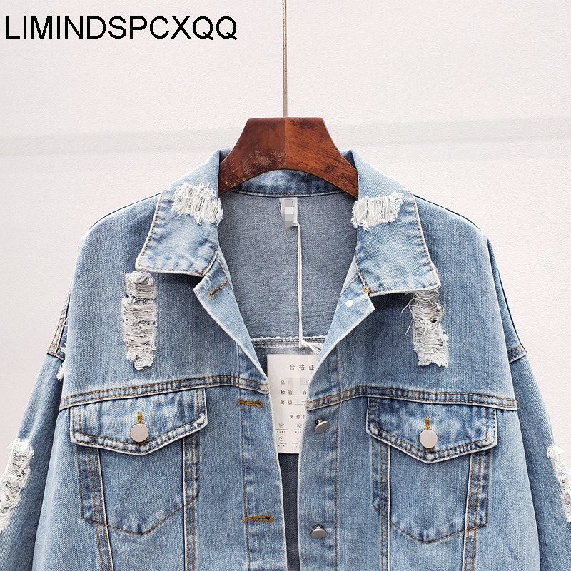 Printing Floral Appliques Rhinestone Womens Denim Jackets Feminine Spring Autumn Boho Sequin Coats Long Sleeve Outerwear Female