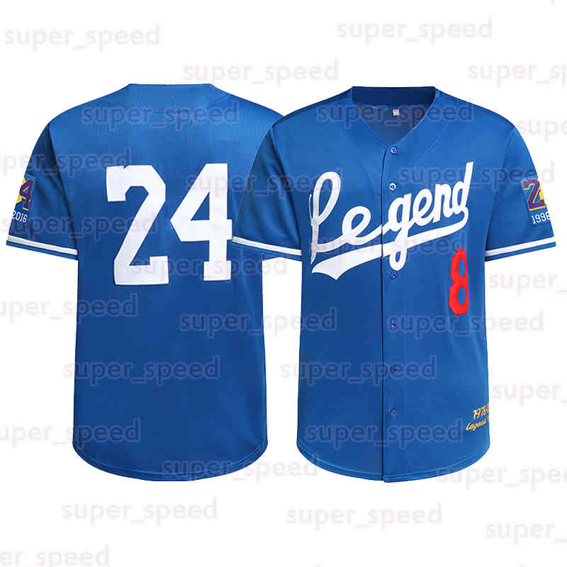 Youth Kid Legends Baseball Jersey Boys Front 8 and Back 24 Embroidered Stitched Clothing Shirt Jerseys Blue