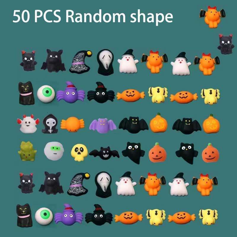 25PCS Halloween Squishies Mochi Animal Squishy For Kids Antistress Ball Squeeze Party Favors Stress Relief Toys Gift Blind Box Toys