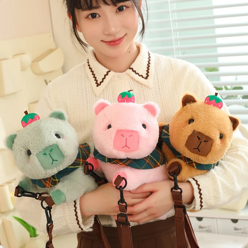 Highland Cow Kawaii Capybara Plush Backpacks Cute Animals Fuzzy Phone Bags Brown Capibara School Bags Childreen Birthday Gifts 240906