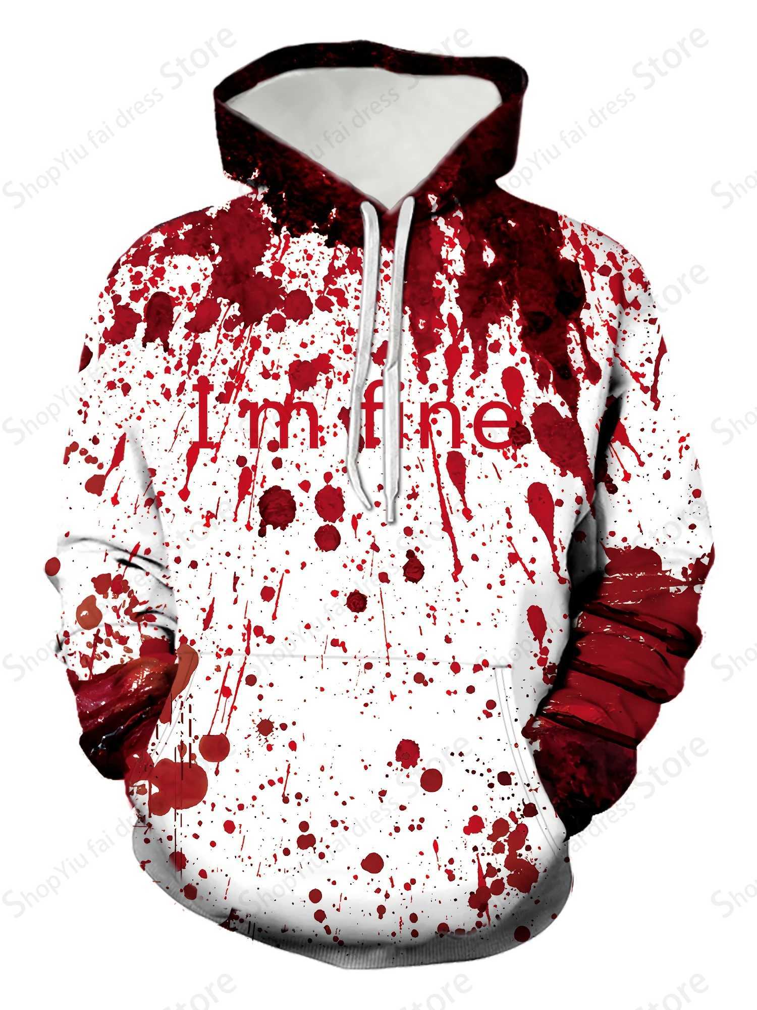 Horror Bloody 3d Print Graphic Hoodies Men Women Fashion Funny Street Hoodie Halloween Sweatshirt Boy Coat Men Tracksuit Clothes M240909