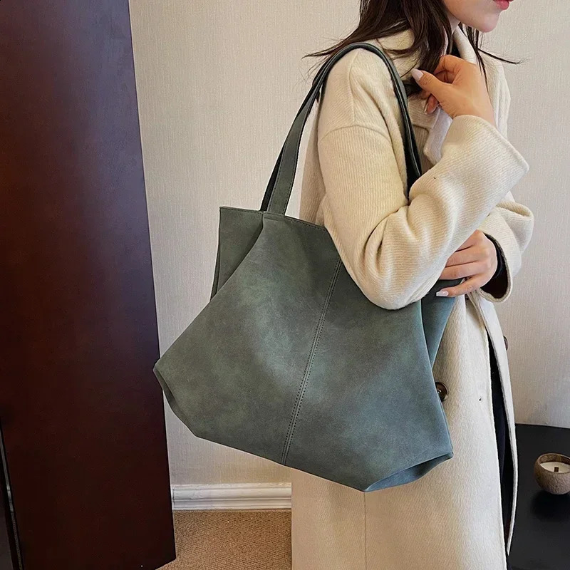Zipper Pu Elegant Shoulder Solid Casual Tote Bags for Women Fashion SewingThread Concise Handbag 240910 4