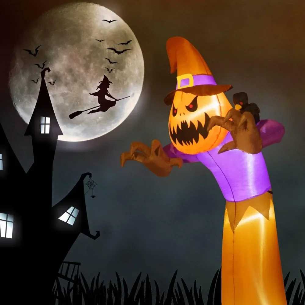 Party Decoration Halloween Inflatables Scarecrow Pumpkin Head Decoration Halloween Blow ups for Indoor Outdoor Party Garden Lawn Decoration Q240903
