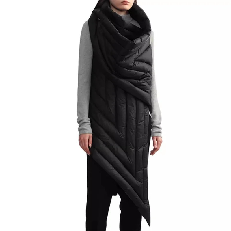 Womens Winter Jacket Asymmetric Quilted Down Coat High Quality Sleeveless Up and Vest y2k Pad Free Delivery 240910