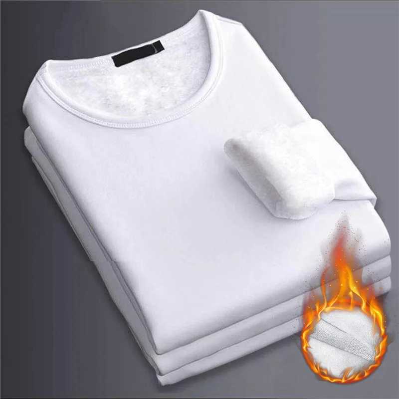 Keep Warm Thermal Underwear For Man Casual Solid Color Mens Winter Thermo Undershirt Thick Thermo Long Sleeve Top LX241104