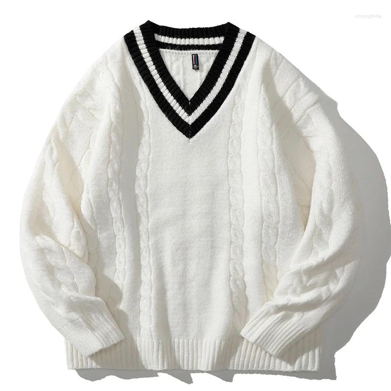 Men's Sweaters Autumn Winter V-neck Sweater Men Fashion Brand Solid Color Long-sleeved Male Knitted Pullover