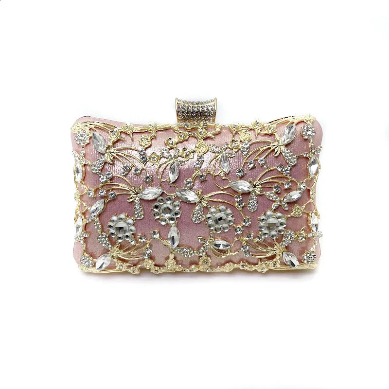 Sparkling and sparkling evening bag rhinestone hard surface box elegant womens wedding shoulder banquet y wallet 240910