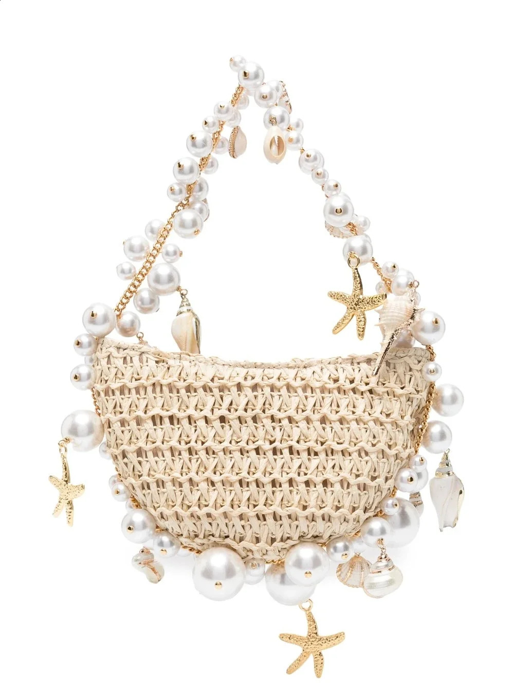 Fashion Pearl Straw Cross Body er Bohemian Lattan Beach Womens Shoulder Messenger Bag Handbag 240904 87b8