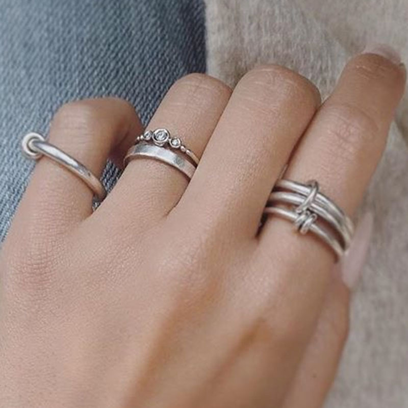 Stacking K gold Four piece Rings for women men spinelli kilcol rings with Dia Ring overlapping designer jewelry Open ring average size