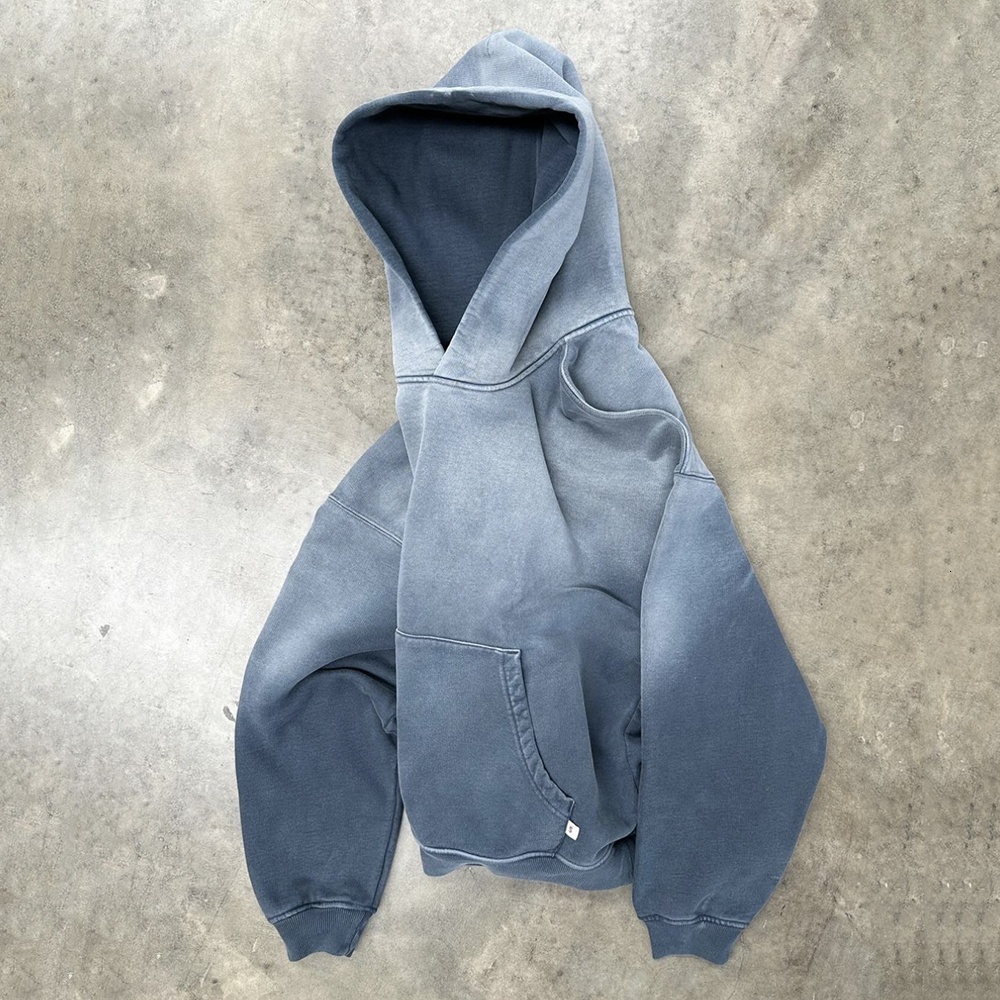Custom Streetwear Pullover Hoody Jacket Blank Oversized French Terry Heavyweight Vintage Acid Wash Sun Faded Hoodie