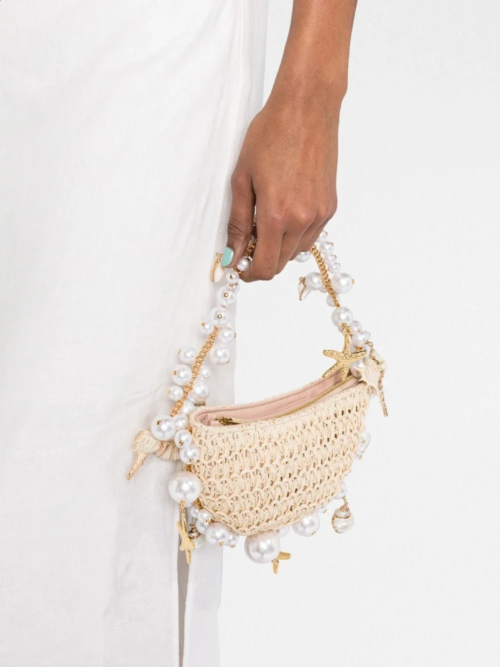 Fashion Pearl Straw Cross Body er Bohemian Lattan Beach Womens Shoulder Messenger Bag Handbag 240904 87b8