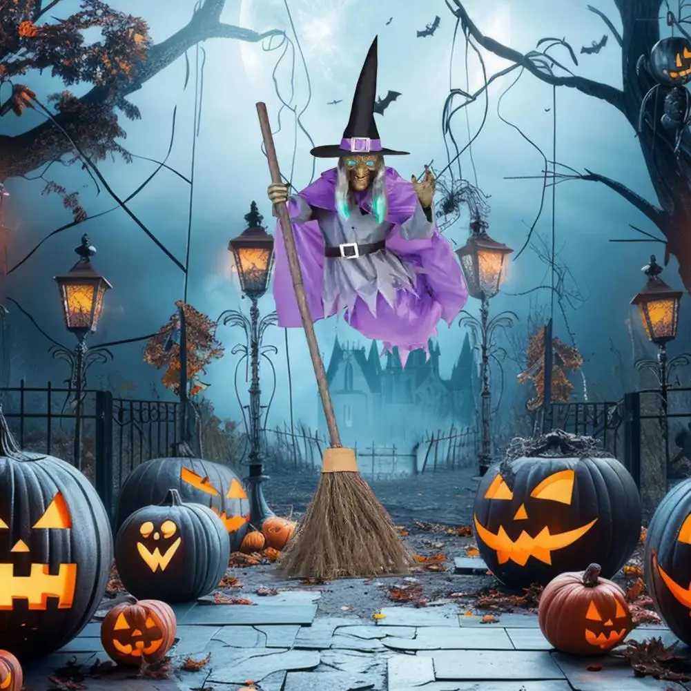 Flying Witch Outdoor Decor Spooky Flying Witch Decors with Sounds Lights for Outdoor Halloween Courtyard for Garden for IndoorX240910