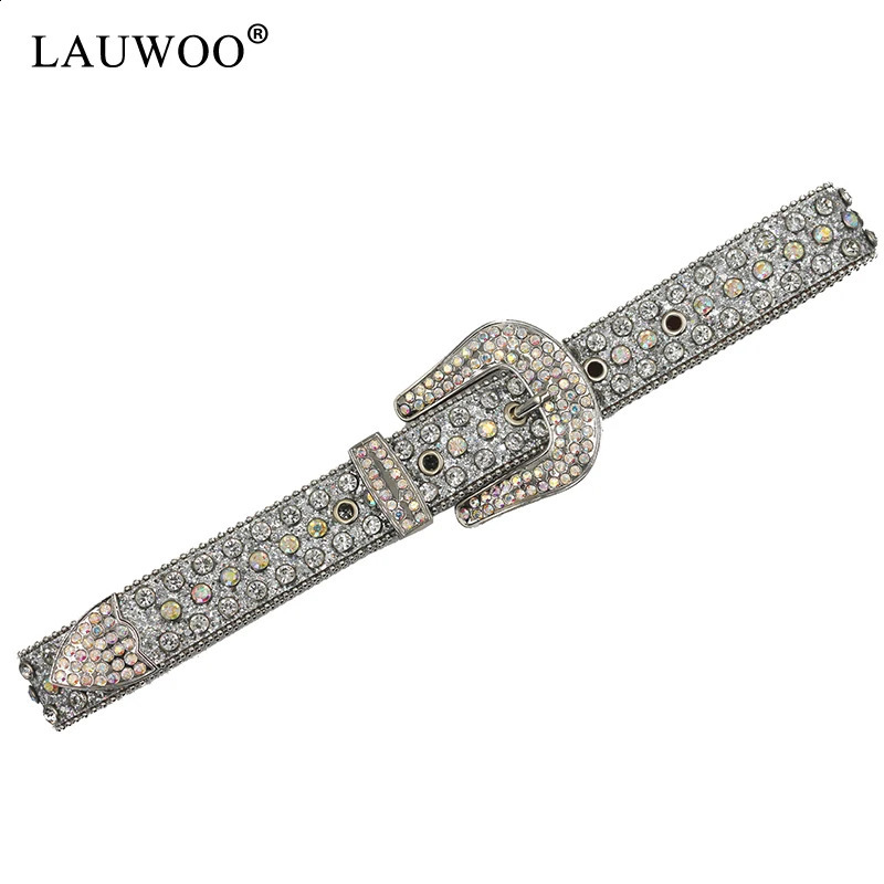 Rhinestone rivet belt with flash PU belt hip-hop jeans pants belt punk denim jeans belt womens belt 240909