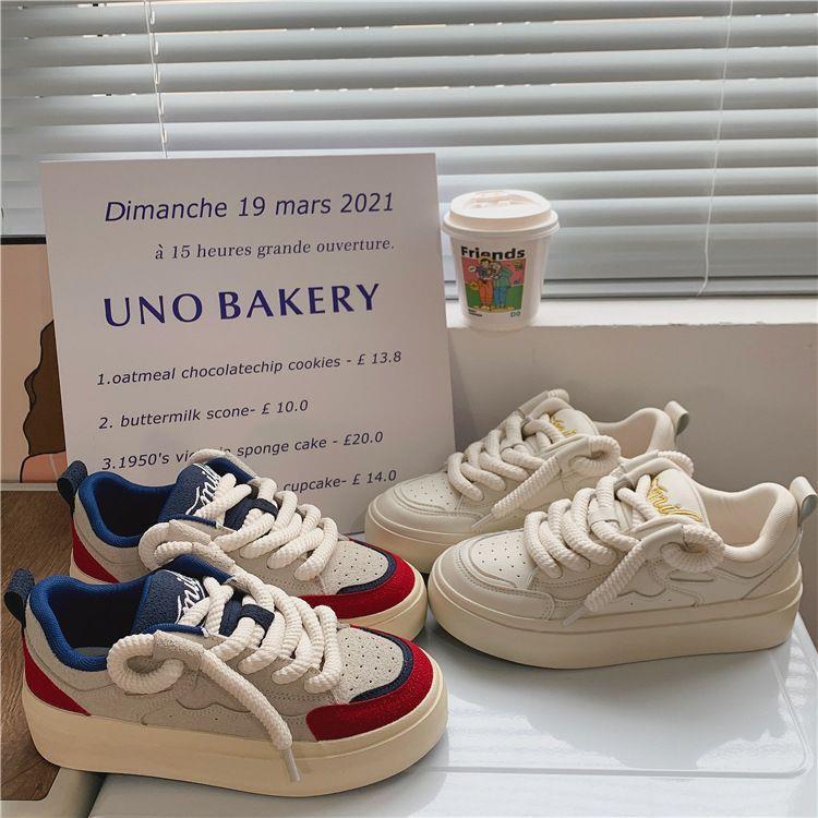Niche design sense thick rope bread shoes 2024 new comfortable women's casual board shoes