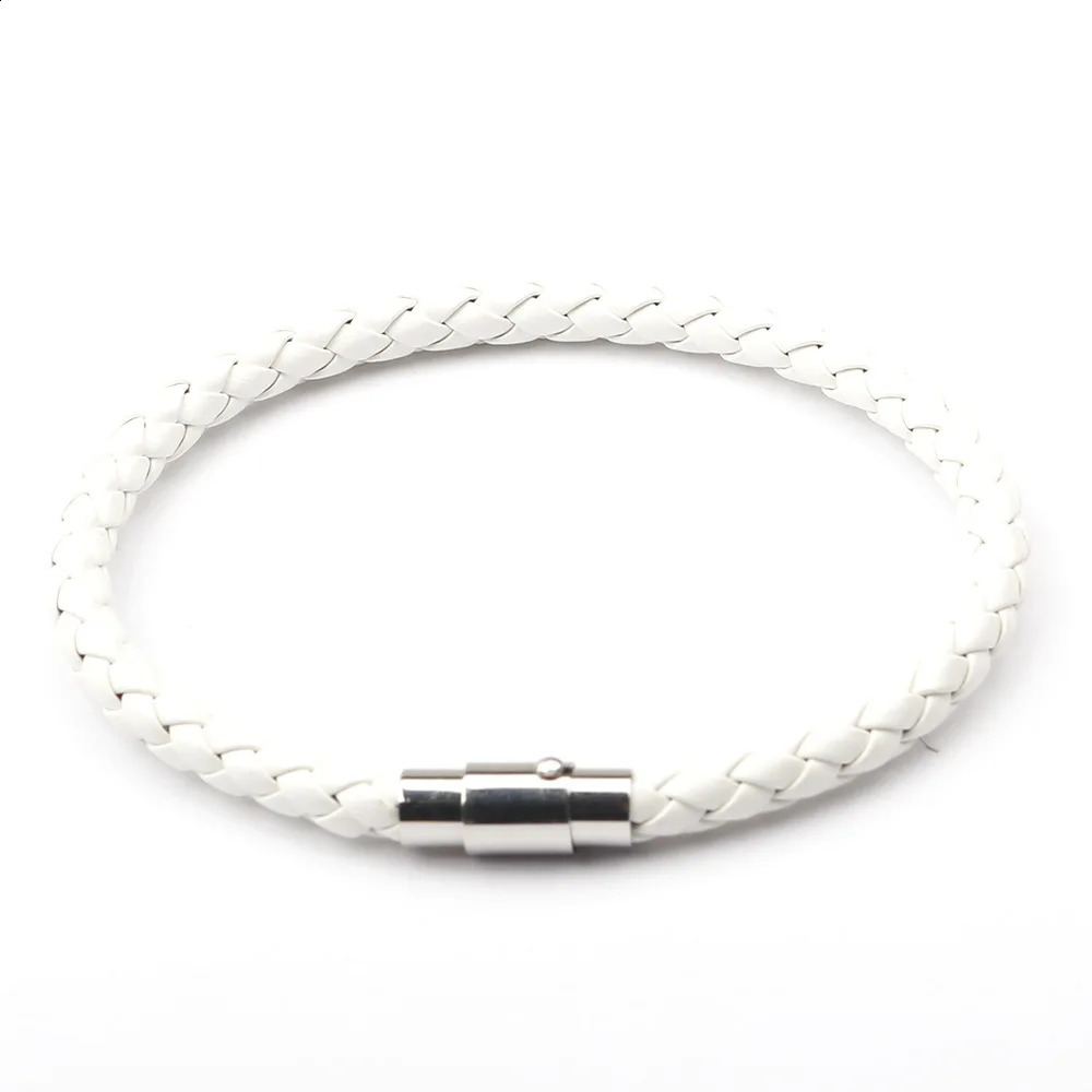 Simple Mens Leather Bracelet Multi Color Stainless Steel Button Bracelet Womens Wristband Valentines Day Jewelry Gift 240909
