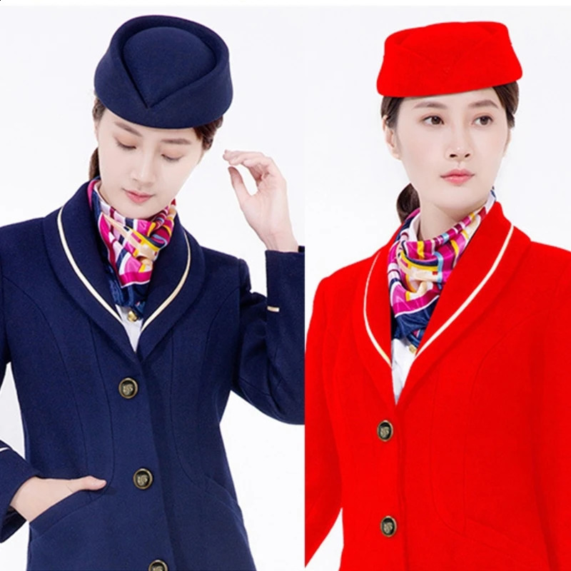 Solid color female flight examiner hat sweet business uniform live performance female beret hat aerial host role-playing 240905