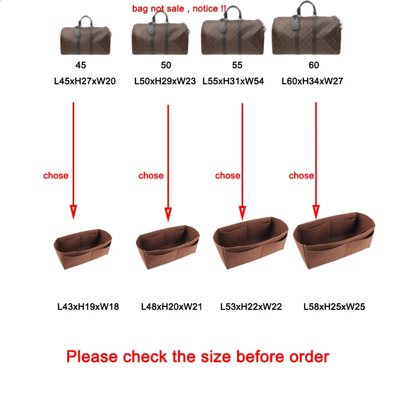 Suitable for Keepall lined bags 45 50 55 60 luggage travel storage and organization to maintain shape wallet organizer insertion 240907