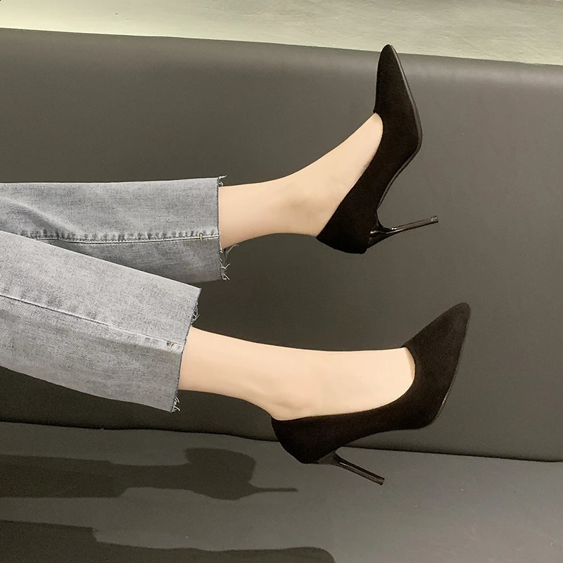 Women Mid Heeled Sandals Black 6-8-10cm Pointed Thin Heeled Baotou Banquet High Heeled Shoes Womens Shoes Tacones Mujer 260625 - view 4