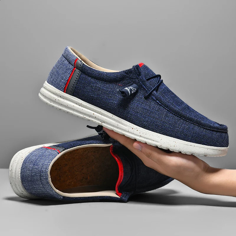Mens casual canvas shoes breathable and smooth on the flat bottom mens vulcanized sports shoes Plus size 48 walking shoes 240930 - view 4