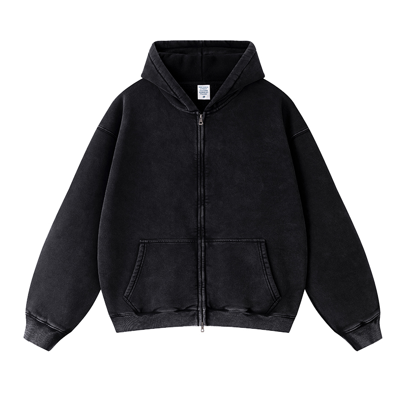 Men's Hoodies Sweatshirts Wholesale streetwear heavyweight oversized hoodie no string zip up hoodie vintage acid wash mens hoodie z241026