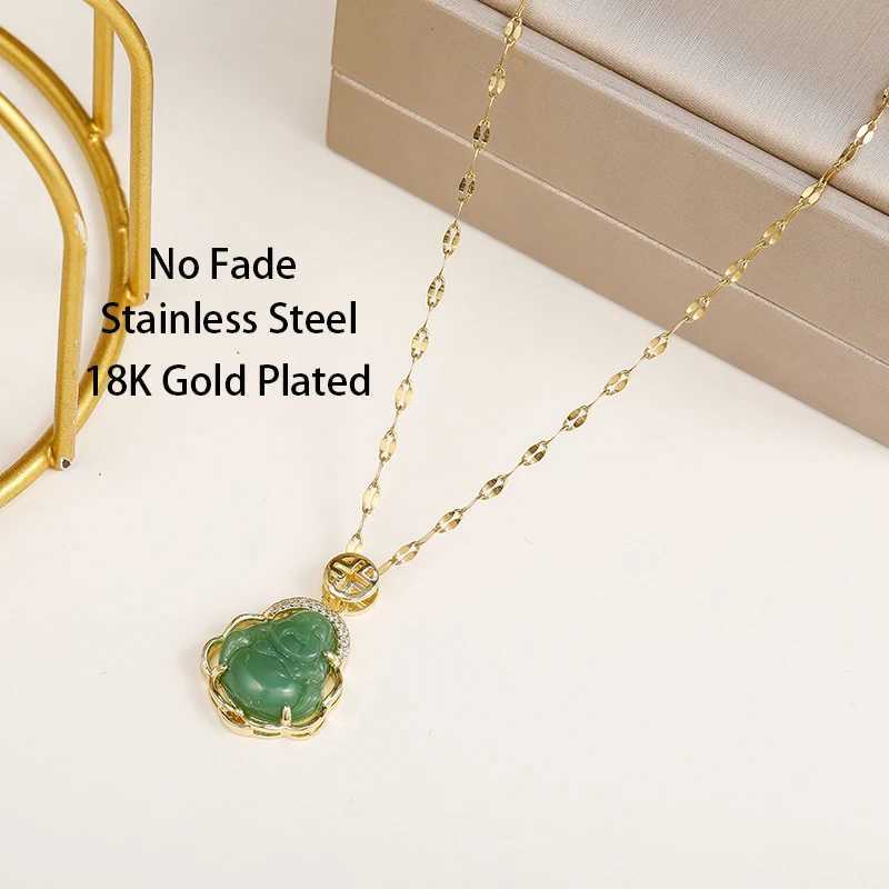 New In Safe Guard Lucky Maitreya Buddha Pendant Stainless Steel Necklaces For Women Vintage Style Female Birthday Gift JewelryX240910