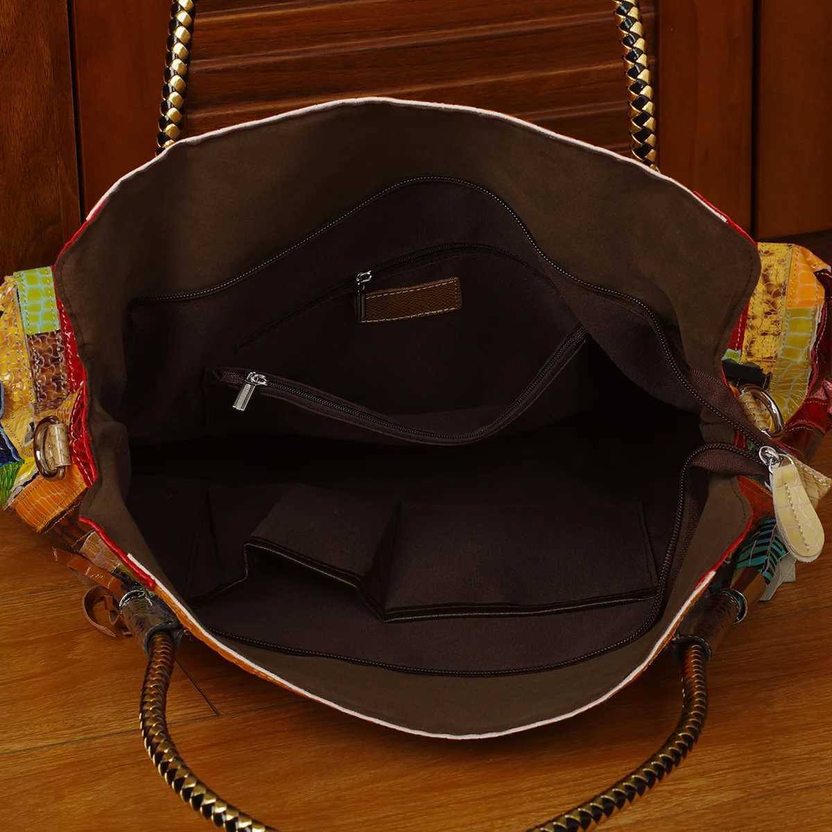 Leather Snake Fringe Stripes Random Color Woven Ethnic Style Shoulder Crossbody Women s Bag 240910