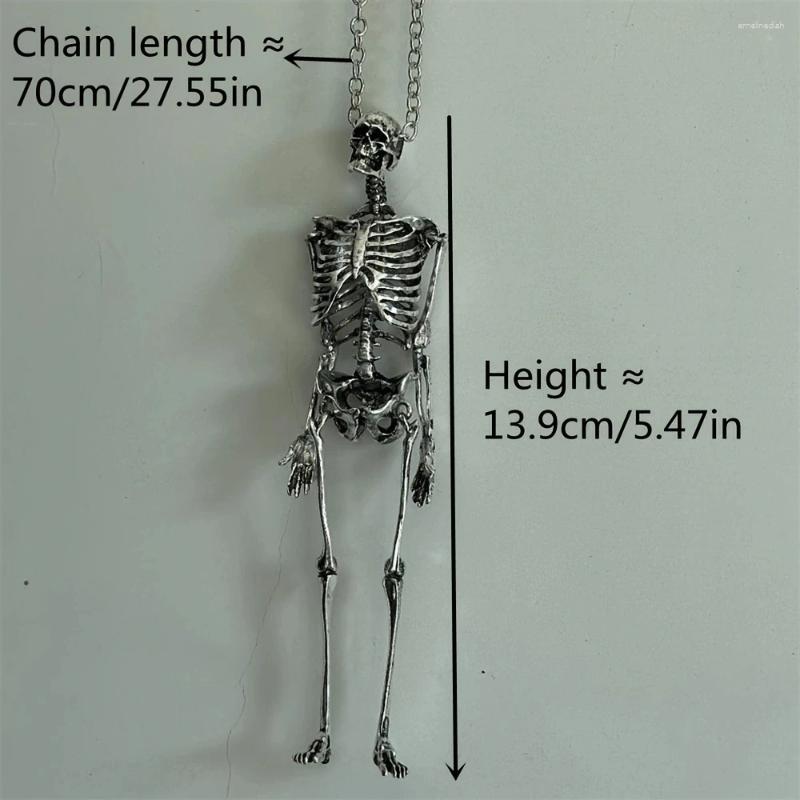 Pendant Necklaces 1pc Oversized Movable Human Skeleton Necklace Suitable For Men's Gothic Punk Style Halloween Hip-hop Jewelry