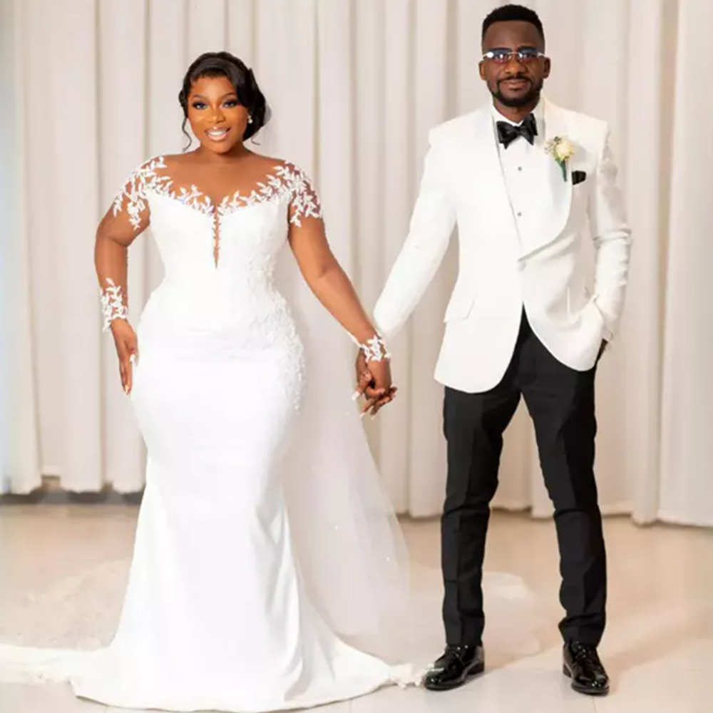 Sexy Strapless Mermaid Elegant Wedding Dresses Draped Chiffon Sweep Train Dress Plus Size Custom Made 2024 01 6660312