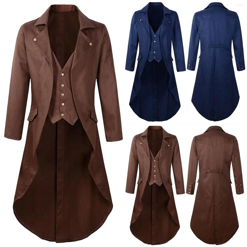 Men's Trench Coats Mens Gothic Tailcoat Jacket Vintage Steampunk Victorian Frock Coat Uniform Medieval Renaissance Vampire Jackets Slim