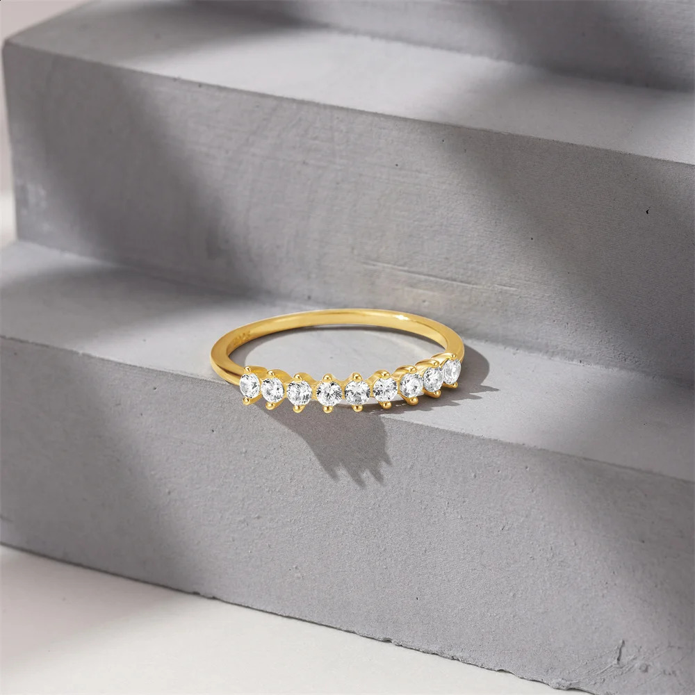 CANNER Water Droplet Zircon Rings For Women 925 Silver 18K Gold Simplicity Super Flash Single Row Clustered Shape Fine Jewelry y240906