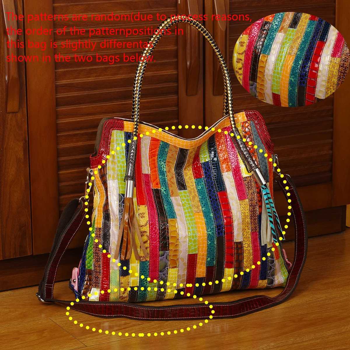 Leather Snake Fringe Stripes Random Color Woven Ethnic Style Shoulder Crossbody Women s Bag 240910