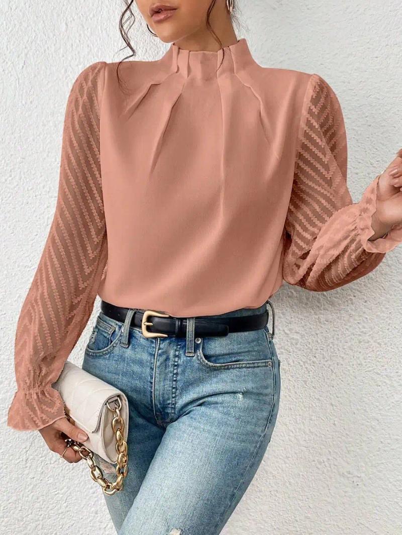 CNLONGBIDA Women's Blouses Fashion Black Office Ladies Tops And Women 2024 Autumn Casual Long Sleeve Top Femme Chiffon Shirt Elegant Blouse Woman