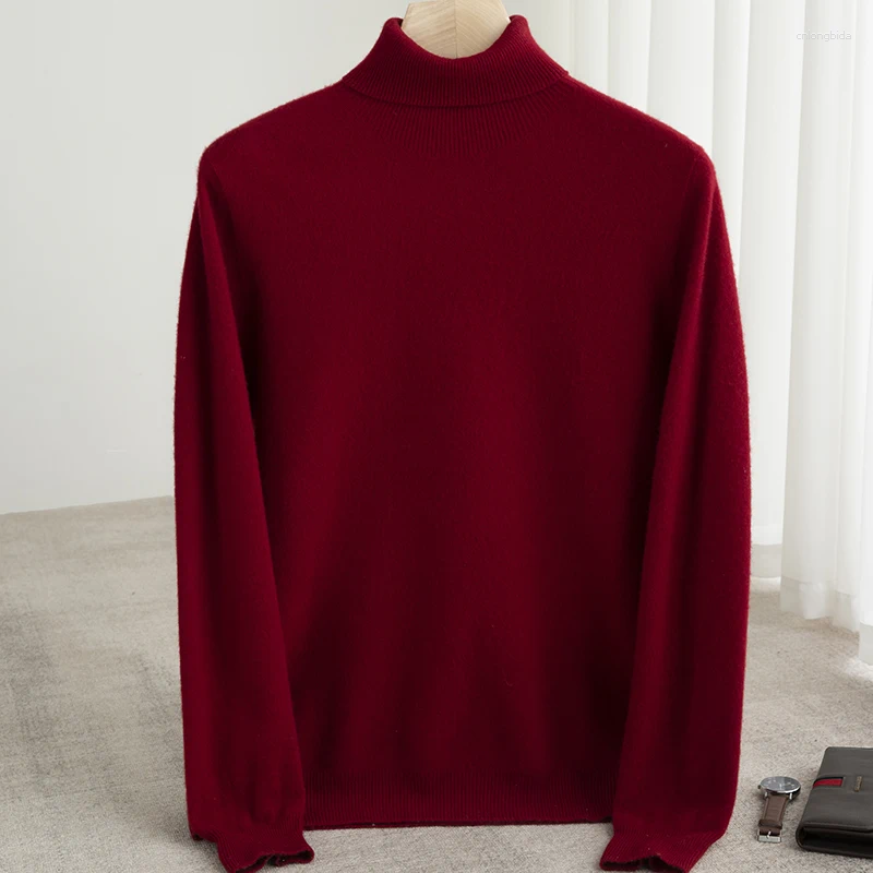 Men's Sweaters Men Sweater Turtleneck Knitted Pullover Cashmere Warm Solid Color Clothes Business Bottoming Tops Autumn Winter