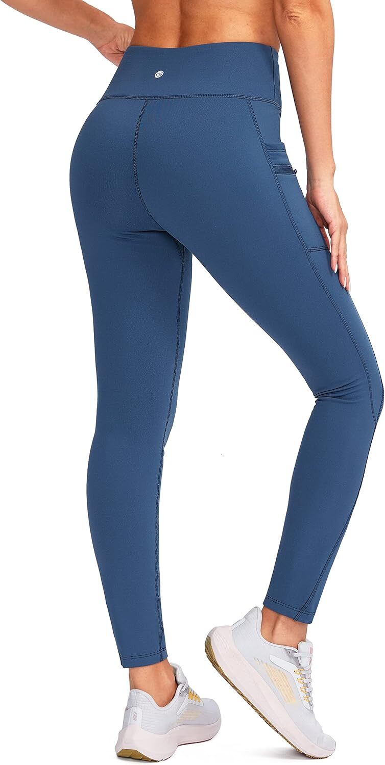 Women's Fleece ed Winter Leggings with Pockets Water Resistant High Waisted Thermal Warm Pants Running Hiking