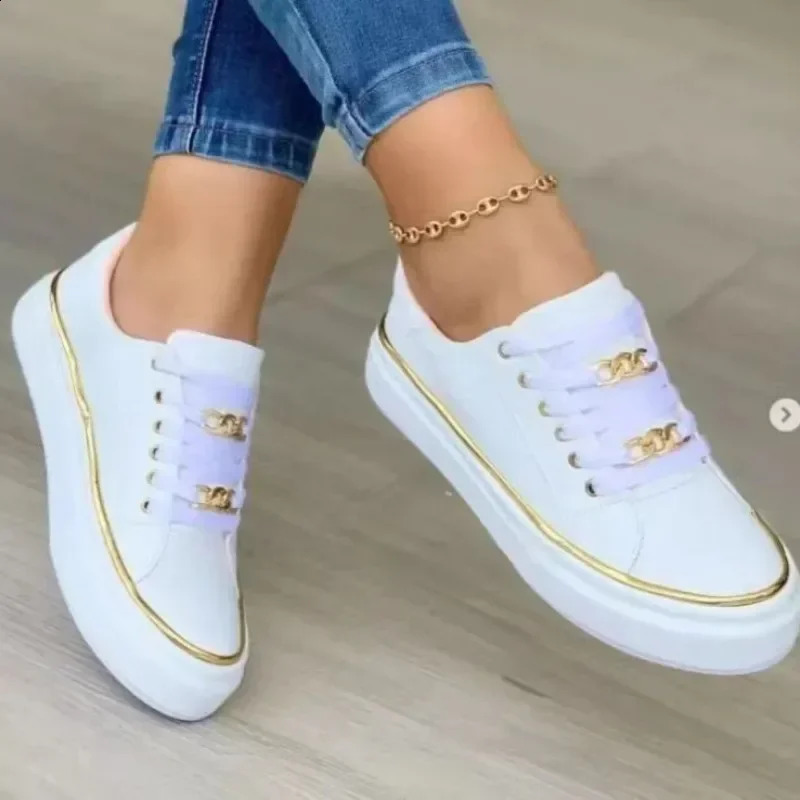 Womens platform shoes round toe lace flat sports shoes fashionable leather casual womens vulcanized shoes Plus size 36-42 241008
