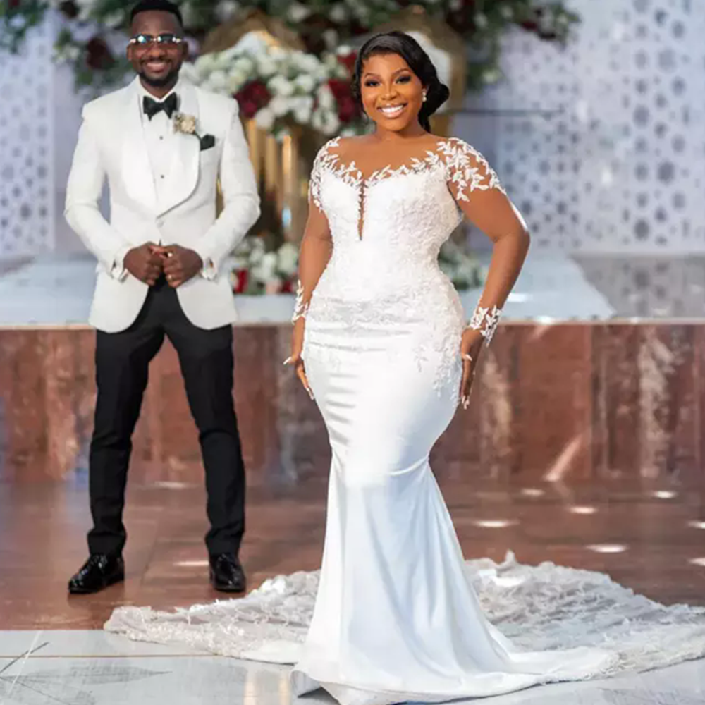 Sexy Strapless Mermaid Elegant Wedding Dresses Draped Chiffon Sweep Train Dress Plus Size Custom Made 2024 01 6660312