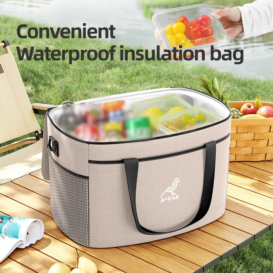 30L large capacity insulation bag cooler refrigerant lunch longterm refrigeration convenient folding outdoor po 240910