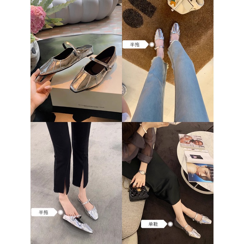 Dress Shoes Women Mary Janes Flats Shallow Pointed Toe Summer Designer Brand Sandals Lolita Walking Chaussures Femme
