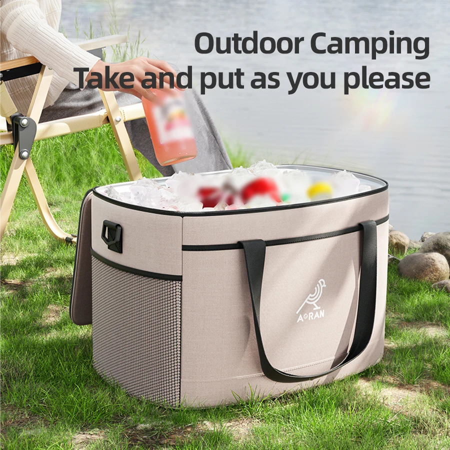 30L large capacity insulation bag cooler refrigerant lunch longterm refrigeration convenient folding outdoor po 240910