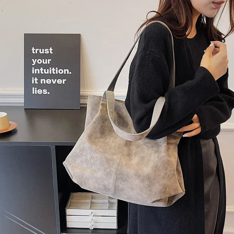 Zipper Pu Elegant Shoulder Solid Casual Tote Bags for Women Fashion SewingThread Concise Handbag 240910 4