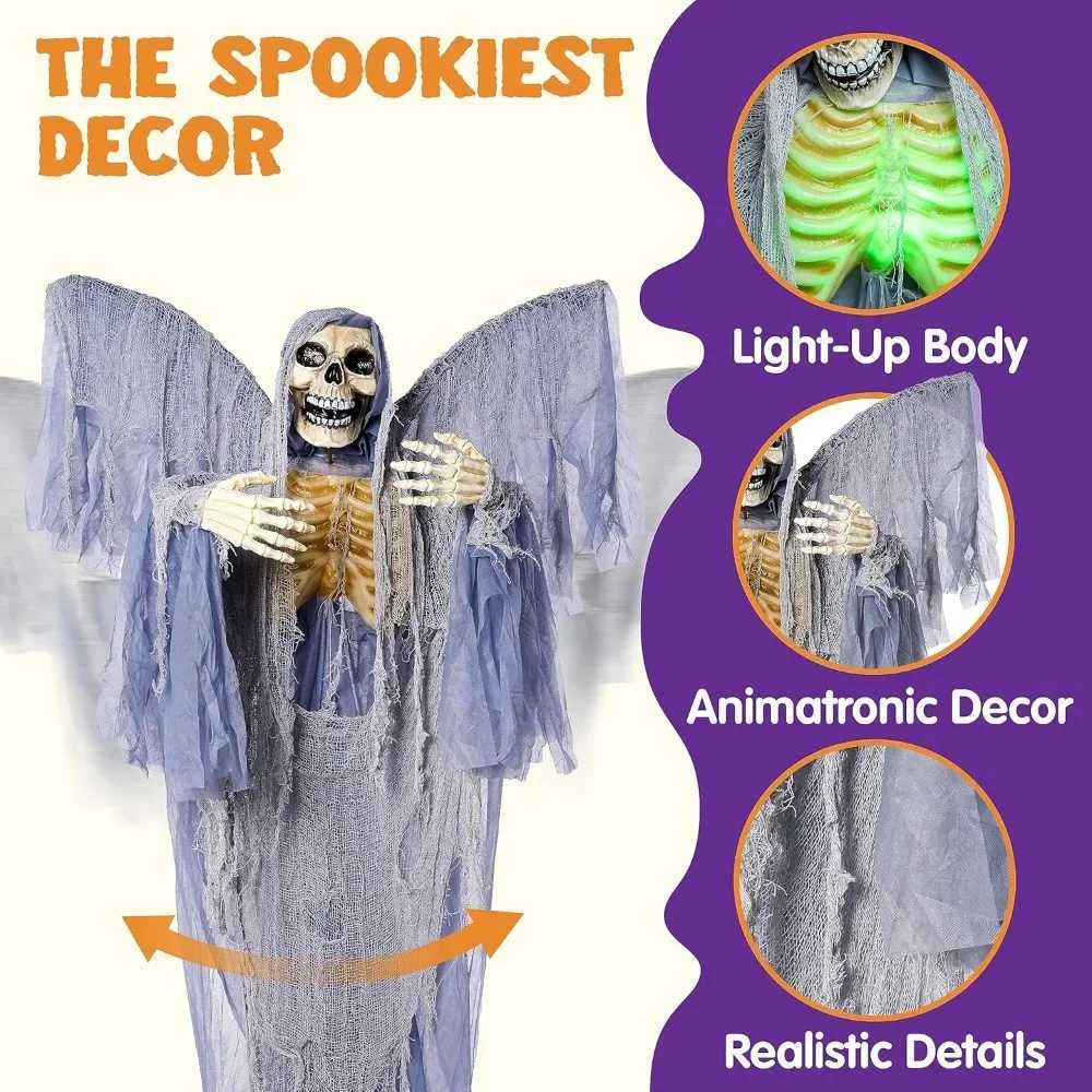 Halloween Reaper with Wings Life Size Skeleton Halloween Decoration Suitable for Courtyards Gardens Porches X240910